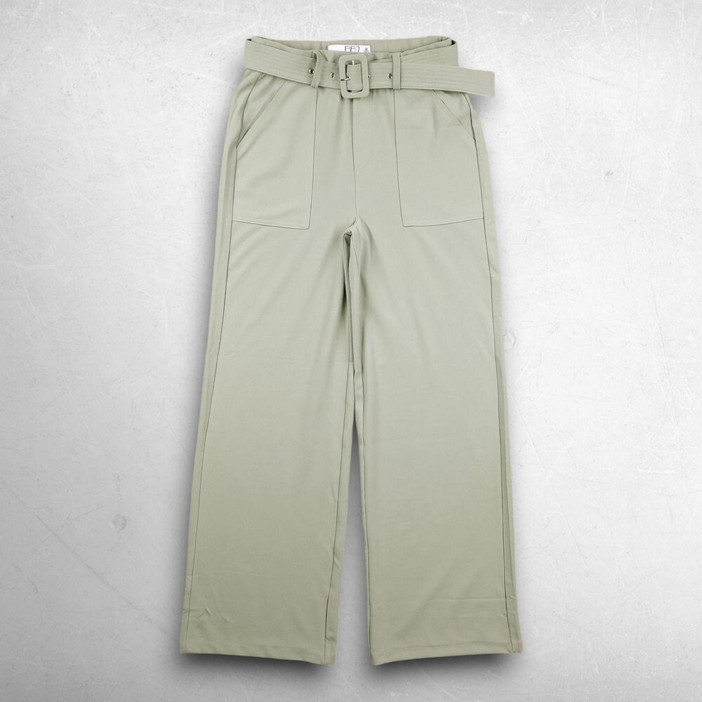 BBJ Los Angeles High Rise Wide Leg Pants Womens M Mint Belted Stretch